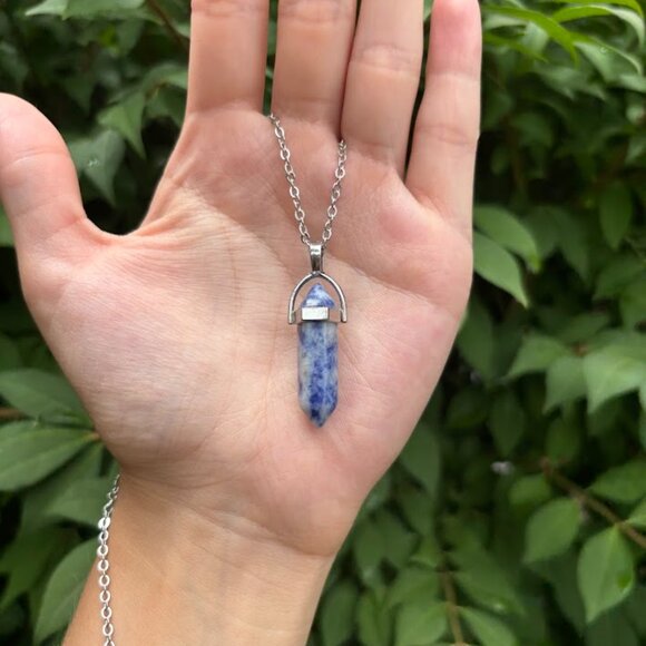 Jewelry - Handmade Blue Spot Jasper crystal necklace